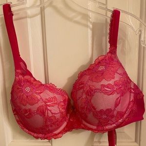 Hot pink lace Body by Victoria lined Demi 34DD